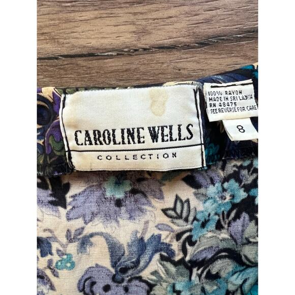 Vintage floral button up dress 1990's rayon whimsy goth grunge size 8 - Picture 3 of 3